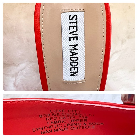 New! STEVE MADDEN Luxe City Embellished Satin Heeled Mules - Picture 13 of 13